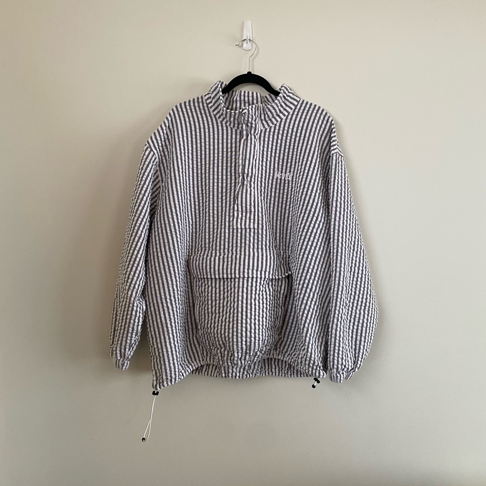 Unisex Levi’s cotton Anorak - grey and white stripe quarter zip